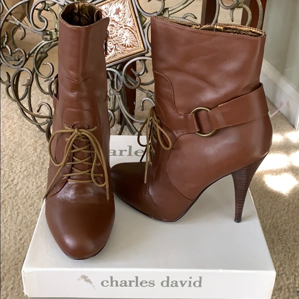 Charles David Cognac Ankle Boots